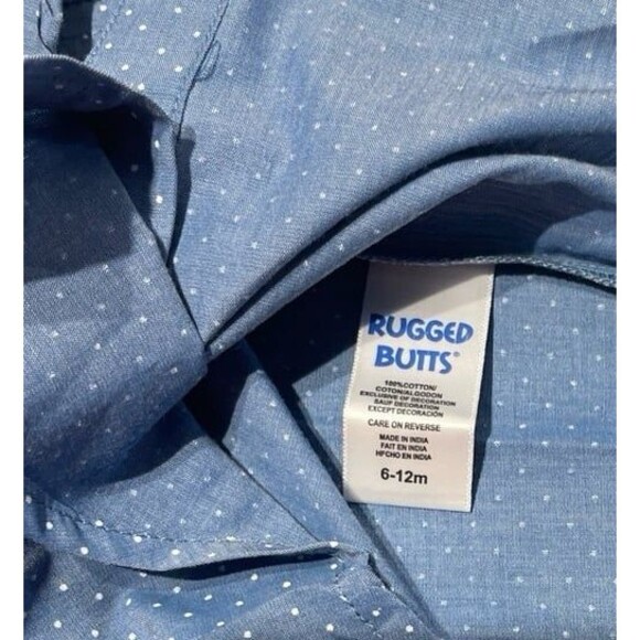 Ruffle Butts Ruggedbutts Chambray Dots Long Sleeve Shirt Size 6-12 Months New - Picture 6 of 6